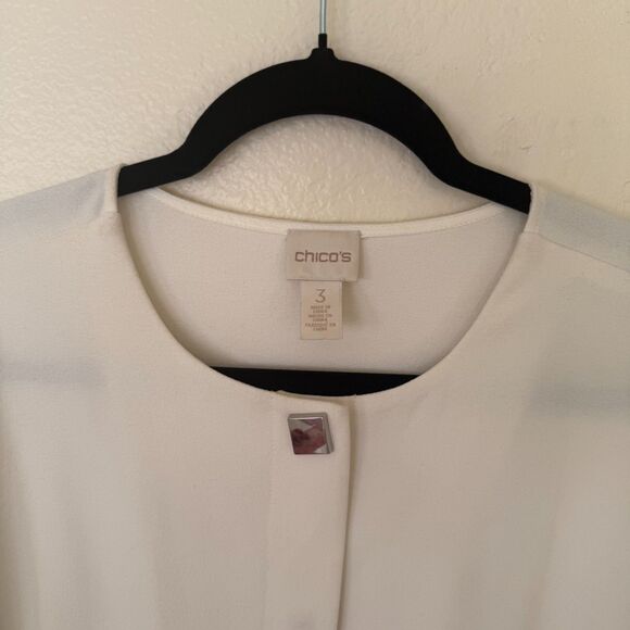 Chico's Blazer Square-Cut Crepe Jacket Size 3/XL Ivory Career Office Business - Picture 3 of 12